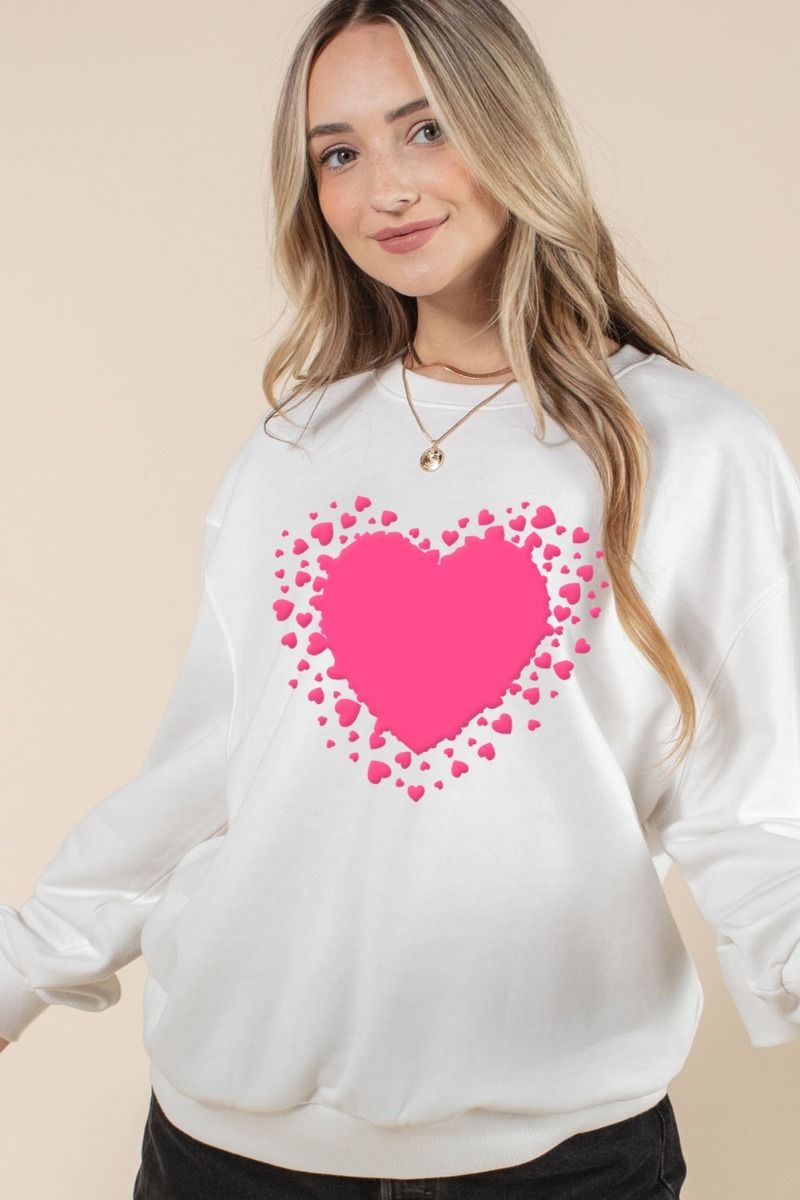 PUFF HEART GRAPHIC SWEATSHIRTS